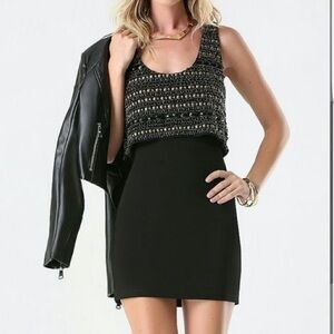 Bebe black beaded mini dress🎉HP🎉